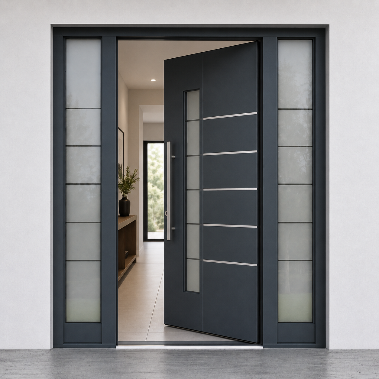 Pintu Geser Aluminium 2 Daun Kaca Penuh